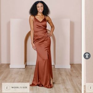 Revelry Rory Satin Bridesmaid Dress- Cinnamon, Size 8, Petite